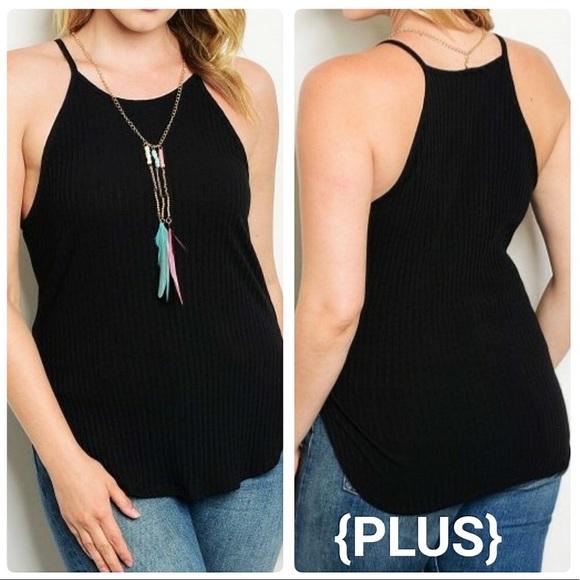 🆕Black Ribbed Cami TankTop+Feather Necklace - Picture 2 of 7